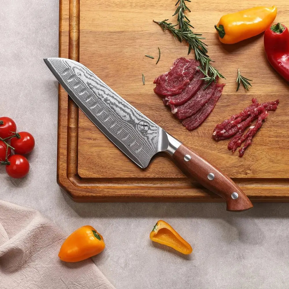 Premium Damast Santoku Red Wood Damastshop.de - Damastshop