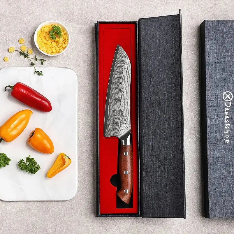 Premium Damast Santoku Red Wood Damastshop.de - Damastshop