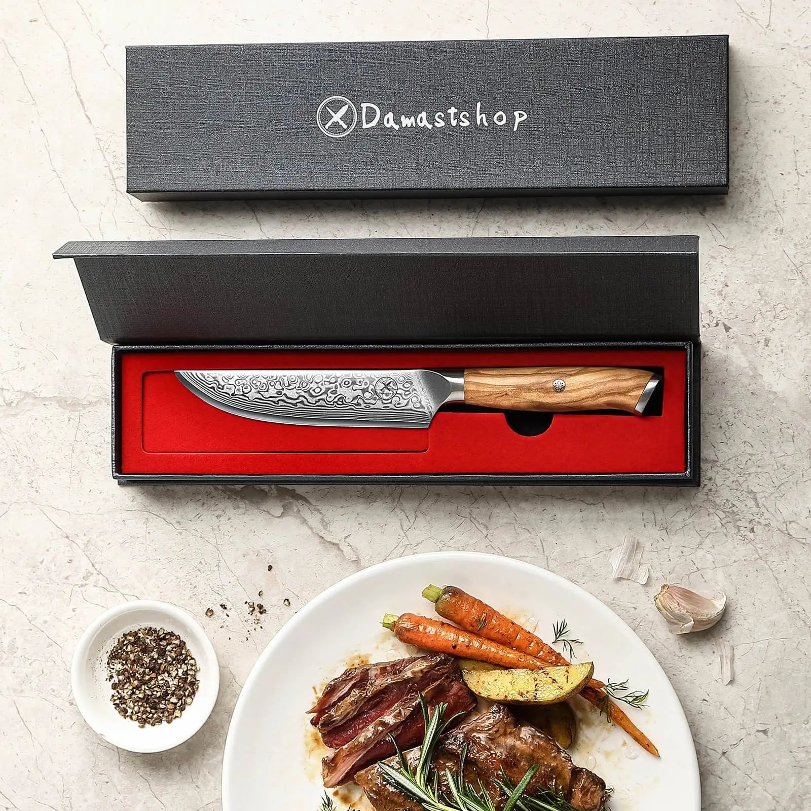 Damast Steakmesser Olive Damastshop.de - Damastshop