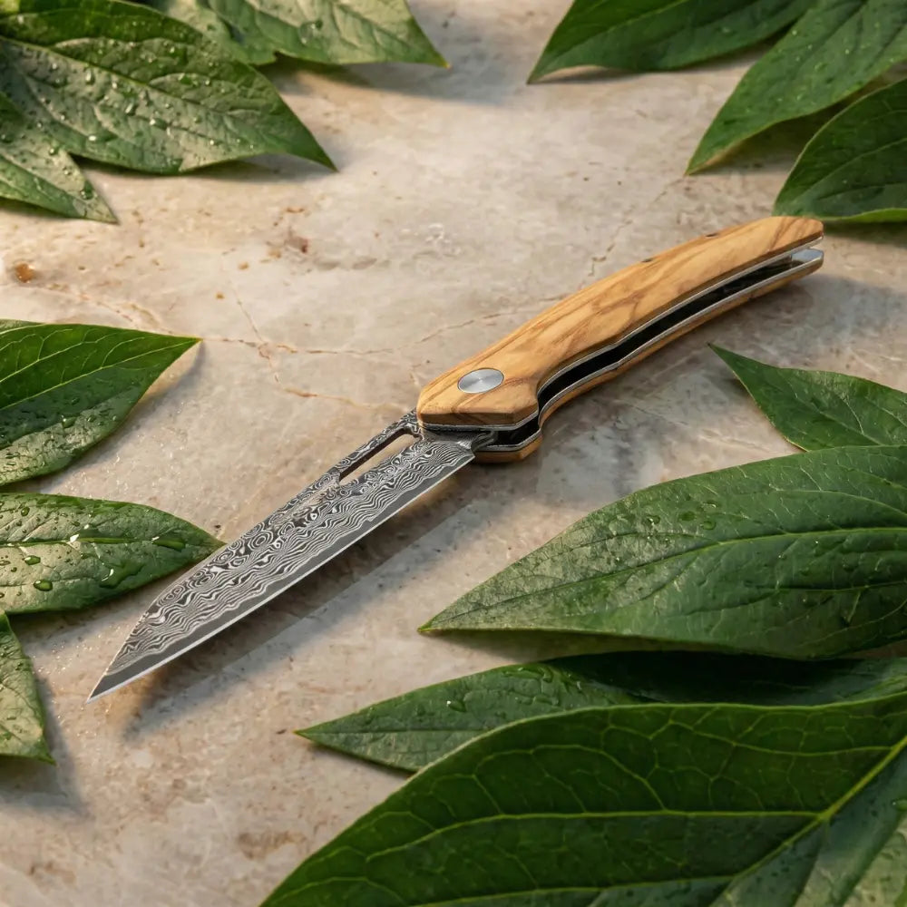 Damast Taschenmesser Olive Damastshop.de - Damastshop