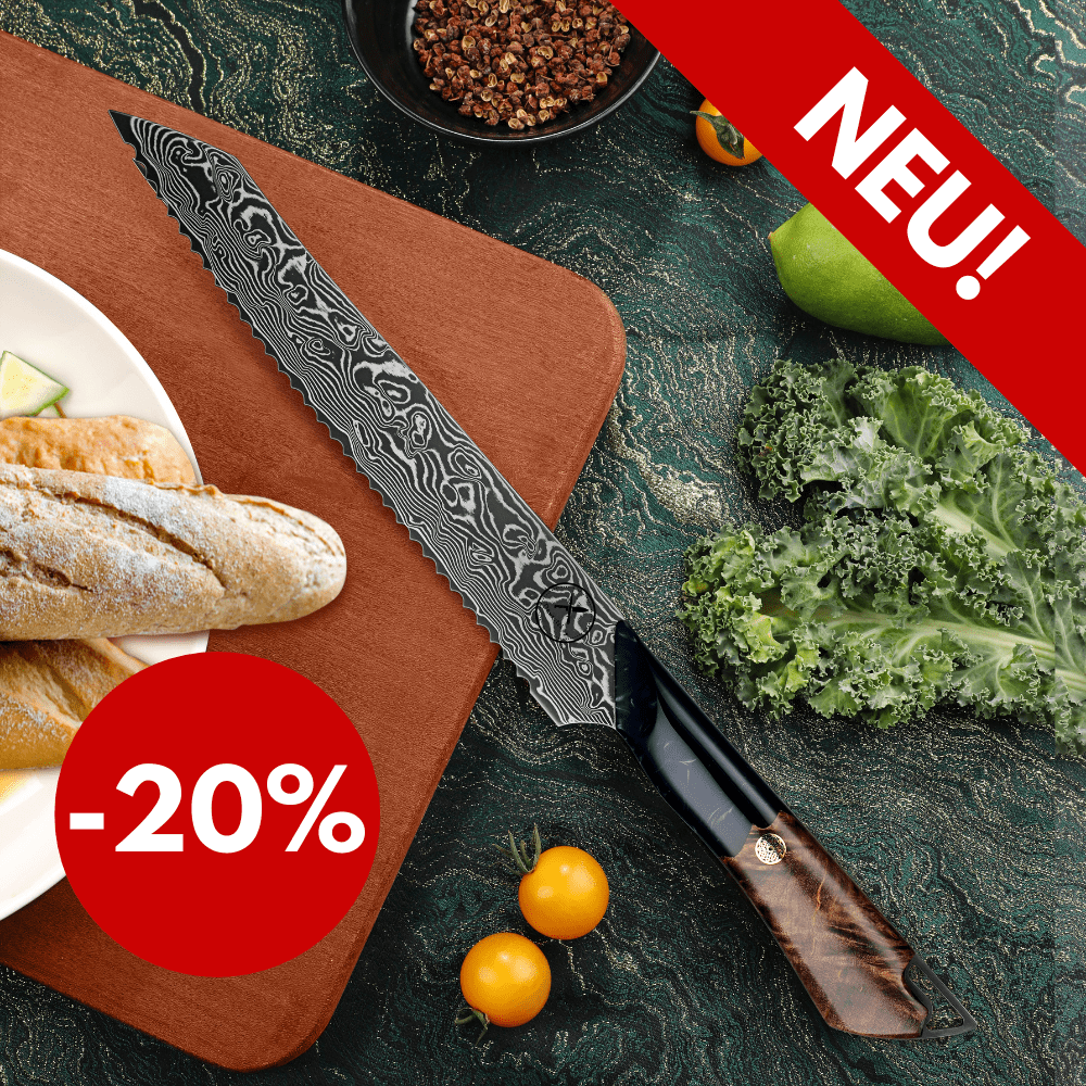 Dark Black Damast Brotmesser Wurzelholz Epoxy Damastshop.de - Damastshop