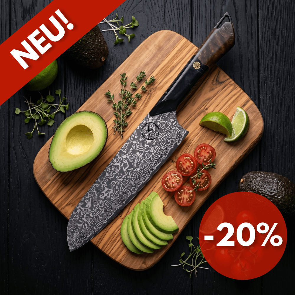 Dark Black Damast Santoku Wurzelholz Epoxy Damastshop.de - Damastshop