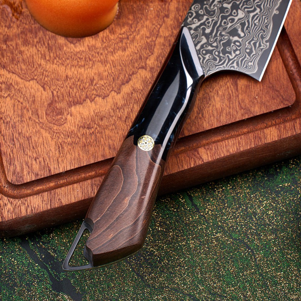 Dark Black Damast Santoku Wurzelholz Epoxy Damastshop.de - Damastshop