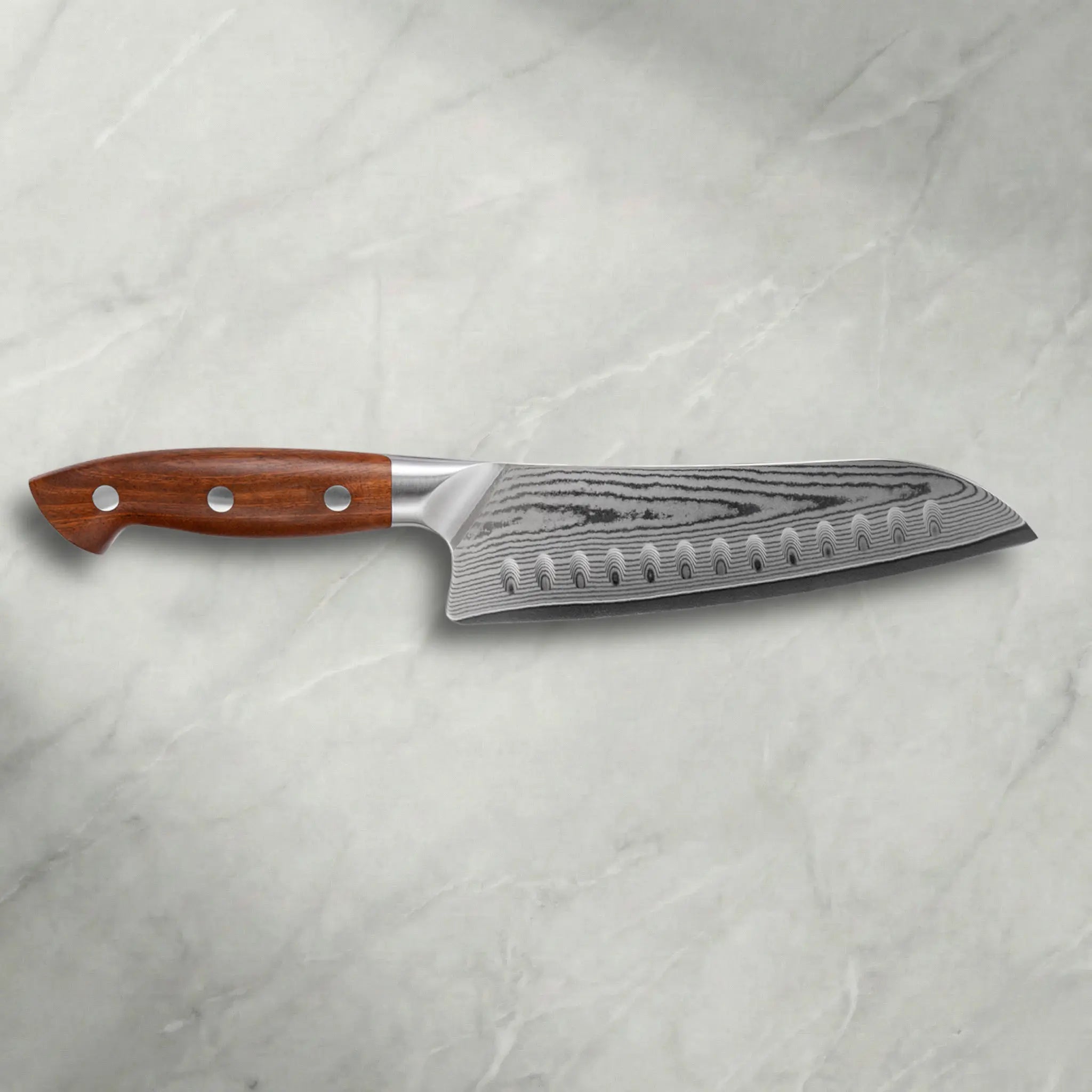 Personalisierbares Premium Damast Santoku Red Wood Damastshop.de - Damastshop