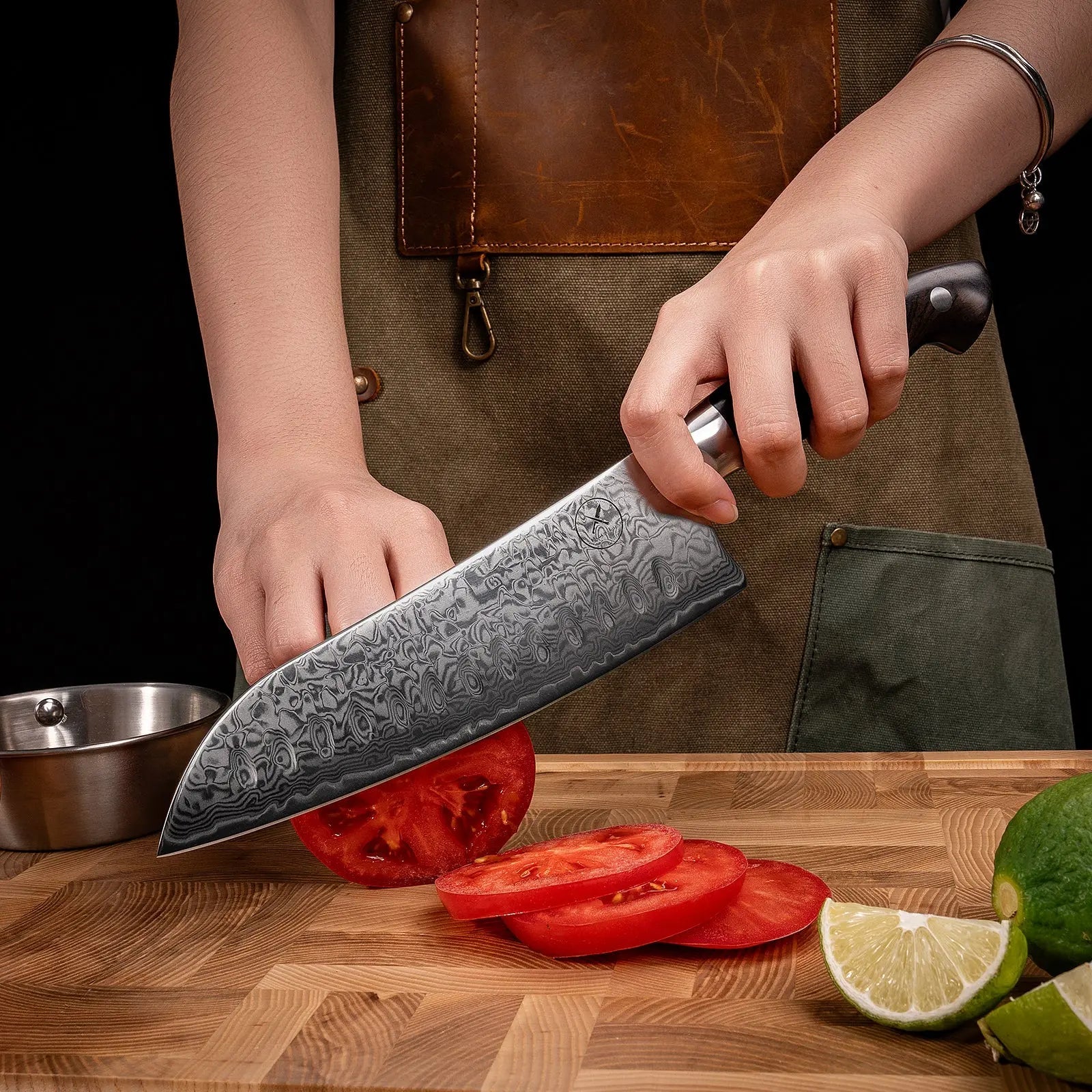 Premium Damast Santoku Ebenholz Damastshop.de - Damastshop