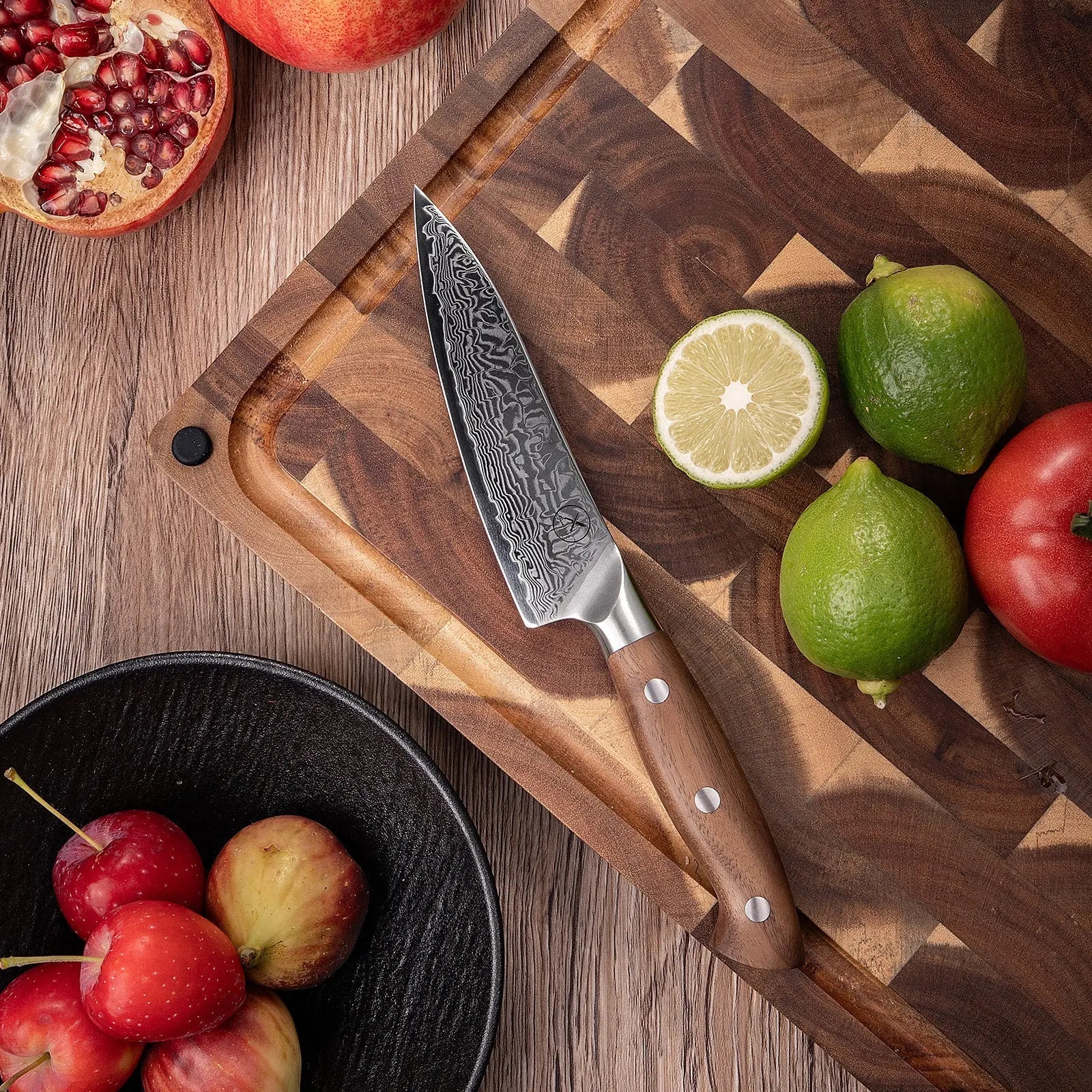 Premium Damast Universalmesser Walnuss Damastshop.de - Damastshop