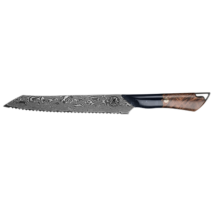 Dark Black Damast Brotmesser Wurzelholz Epoxy Damastshop.de - Damastshop