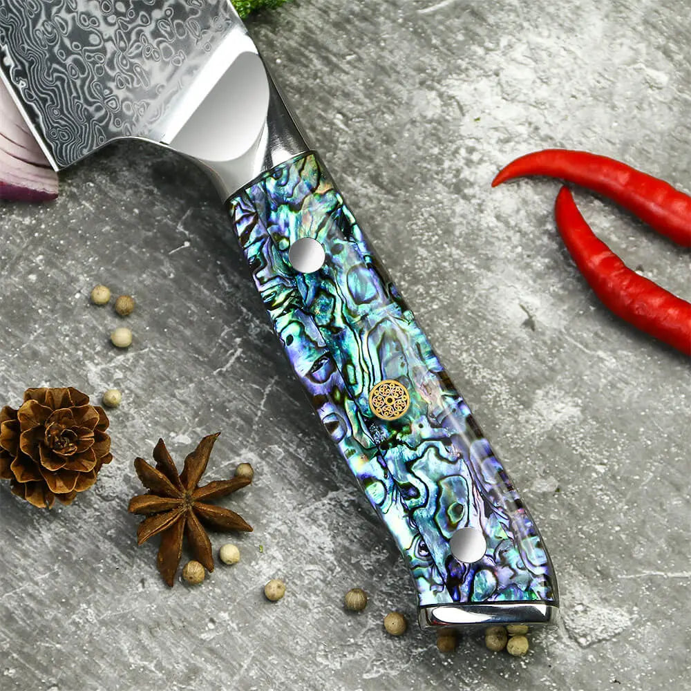 Damast Hackmesser 5er Set Abalone Damastshop.de - Damastshop