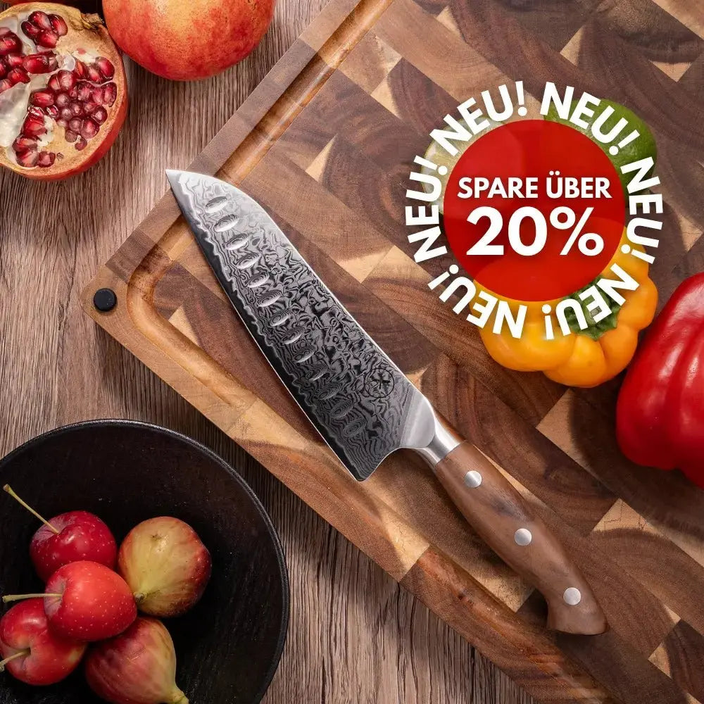 Premium Damast Santoku Walnuss Damastshop.de - Damastshop