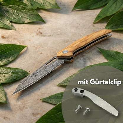 Damast Taschenmesser Olive Damastshop.de - Damastshop