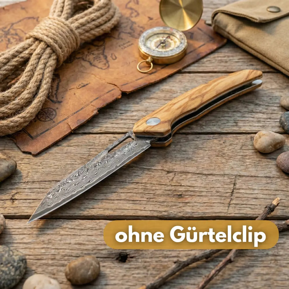 Damast Taschenmesser Olive Damastshop.de - Damastshop