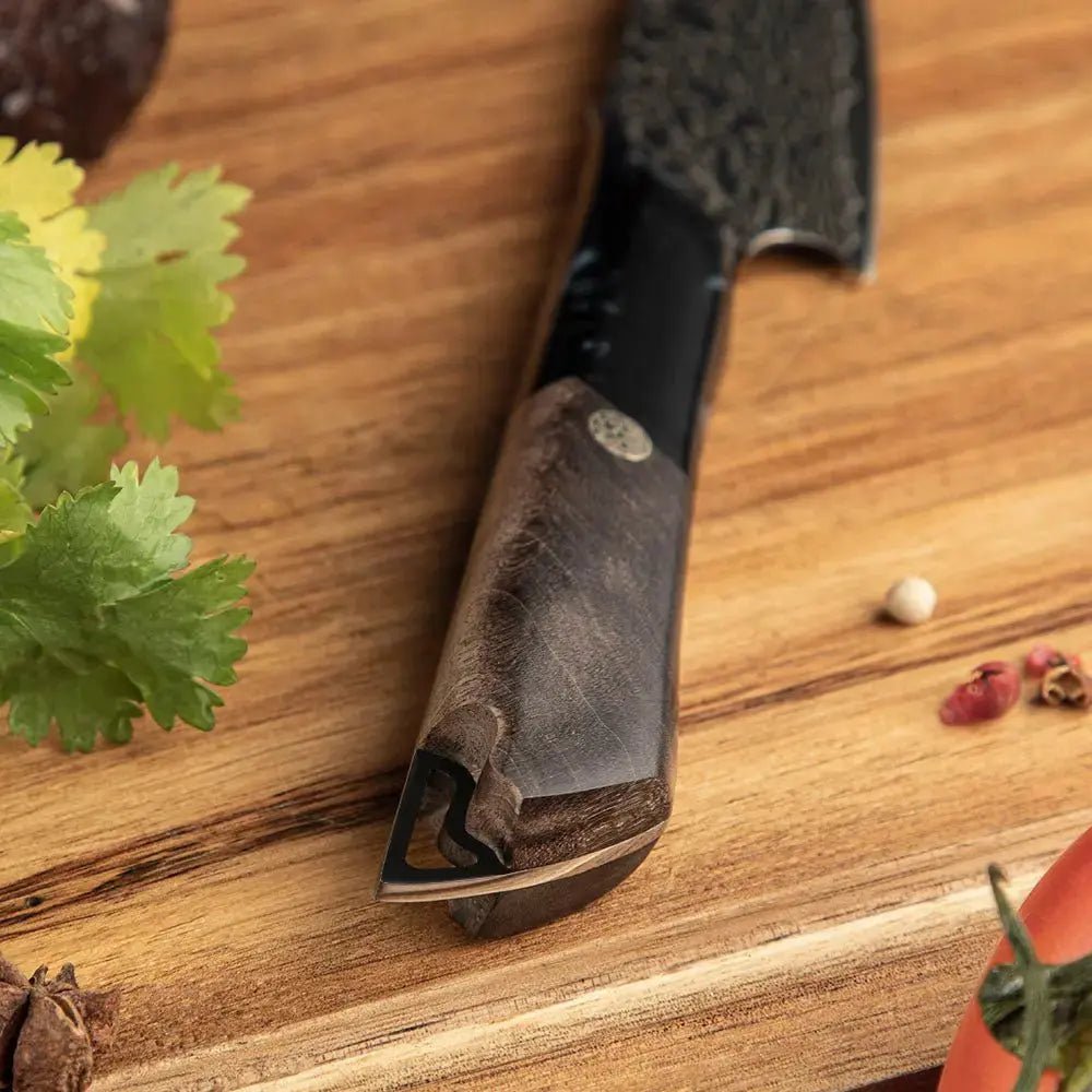Dark Black Damast Chefmesser Wurzelholz Epoxy Damastshop.de - Damastshop