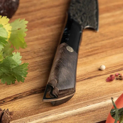 Dark Black Damast Chefmesser Wurzelholz Epoxy Damastshop.de - Damastshop