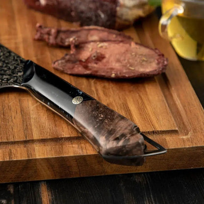 Dark Black Damast Chefmesser Wurzelholz Epoxy Damastshop.de - Damastshop