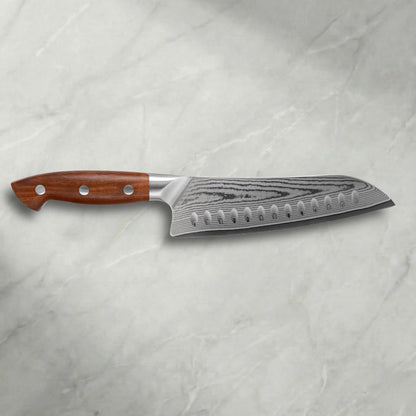 Personalisierbares  Premium Damast Santoku Red Wood Damastshop.de - Damastshop
