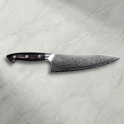 Personalisiertes Premium Damast Chefmesser Ebenholz Damastshop.de - Damastshop