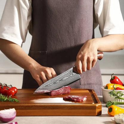 Premium Damast Chefmesser Red Wood Damastshop.de - Damastshop
