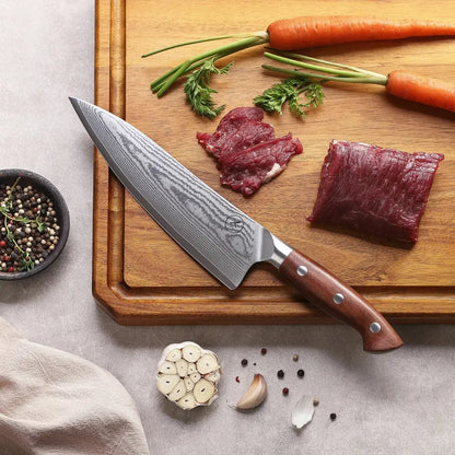 Premium Damast Chefmesser Red Wood Damastshop.de - Damastshop