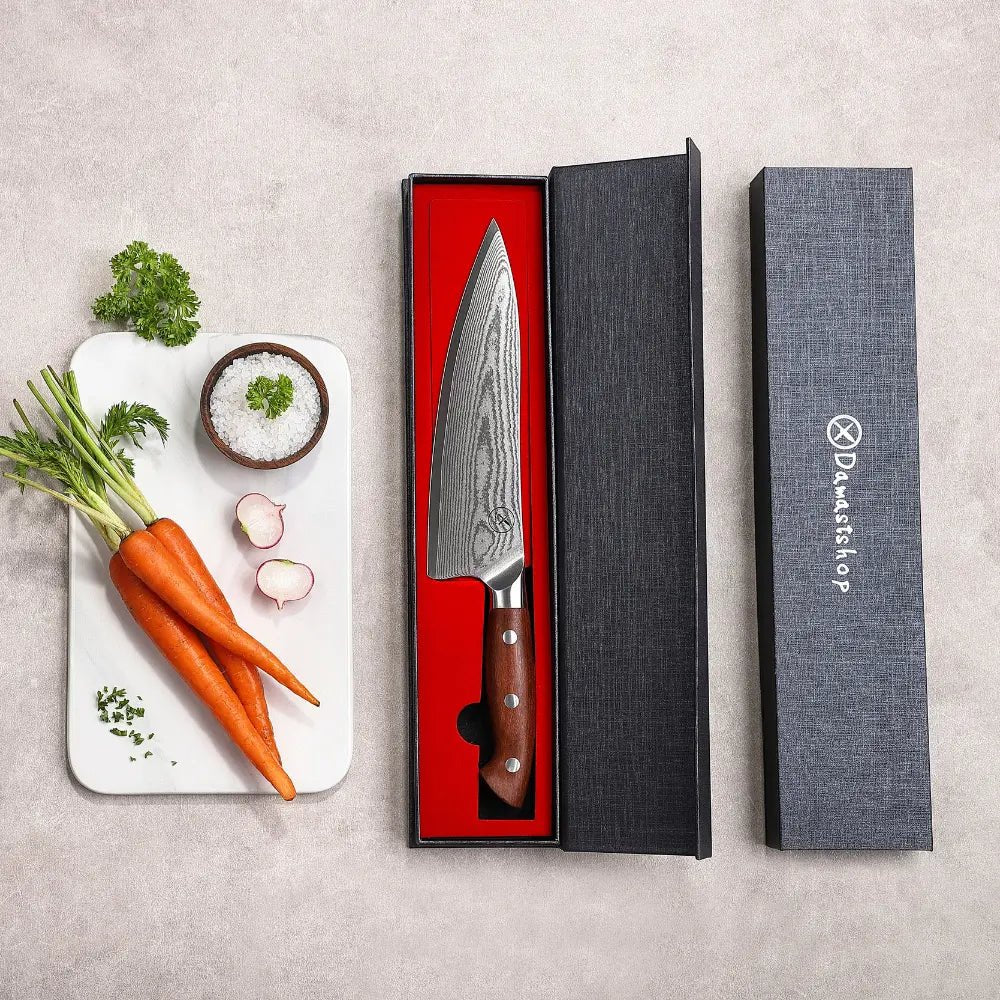 Premium Damast Chefmesser Red Wood Damastshop.de - Damastshop