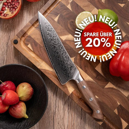 Premium Damast Chefmesser Walnuss Damastshop.de - Damastshop