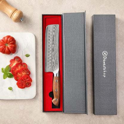 Premium Damast Nakiri Red Wood Draft Damastshop.de - Damastshop