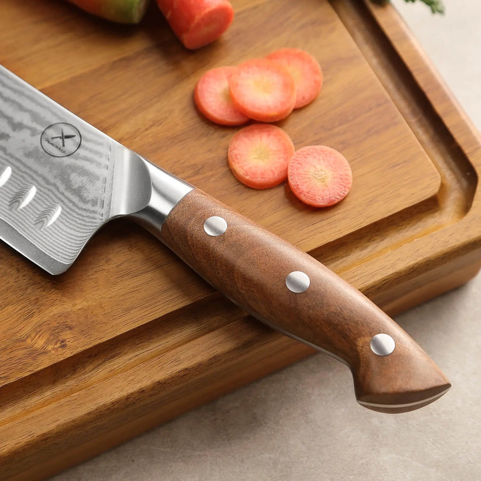 Premium Damast Nakiri Red Wood Draft Damastshop.de - Damastshop