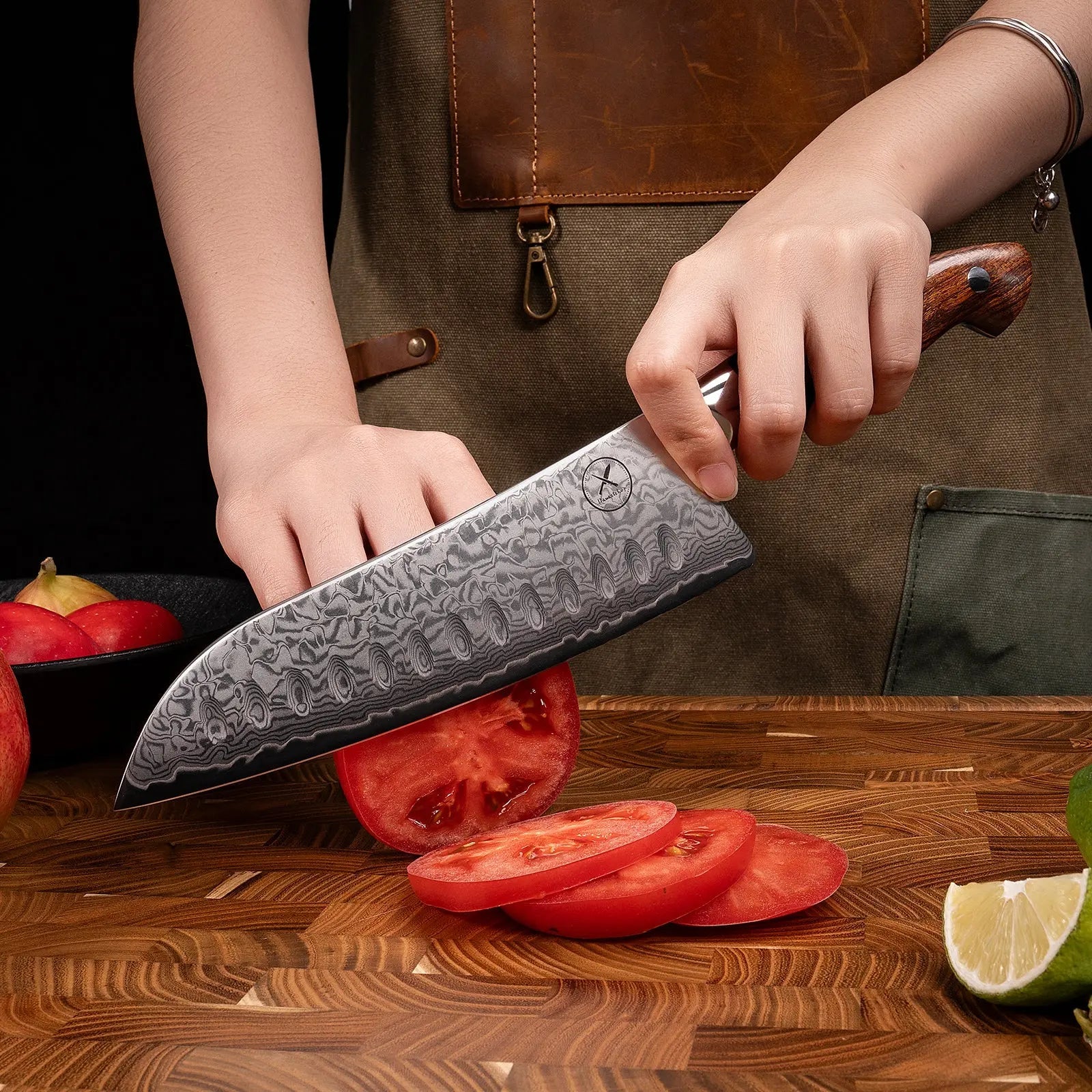 Premium Damast Santoku Eisenholz Damastshop.de - Damastshop